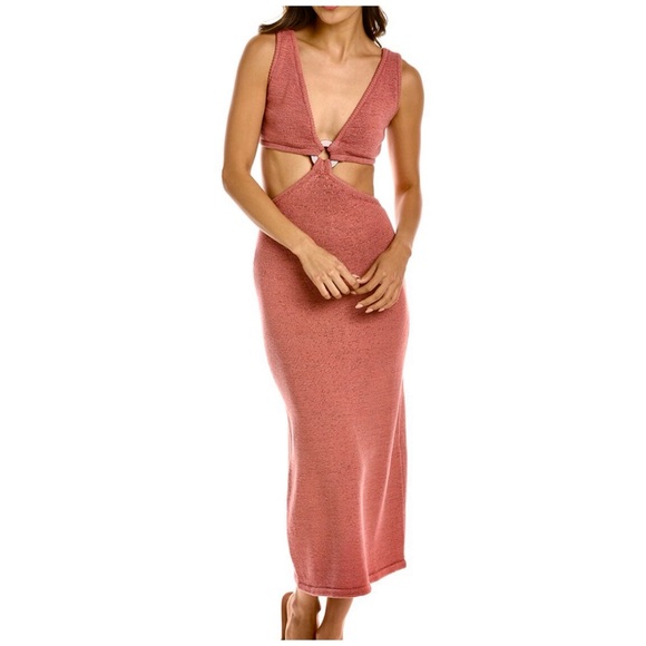 NWT Cult Gaia Banks Knit Pink Cutout Sleeveless Midi Dress Size Medium Midi